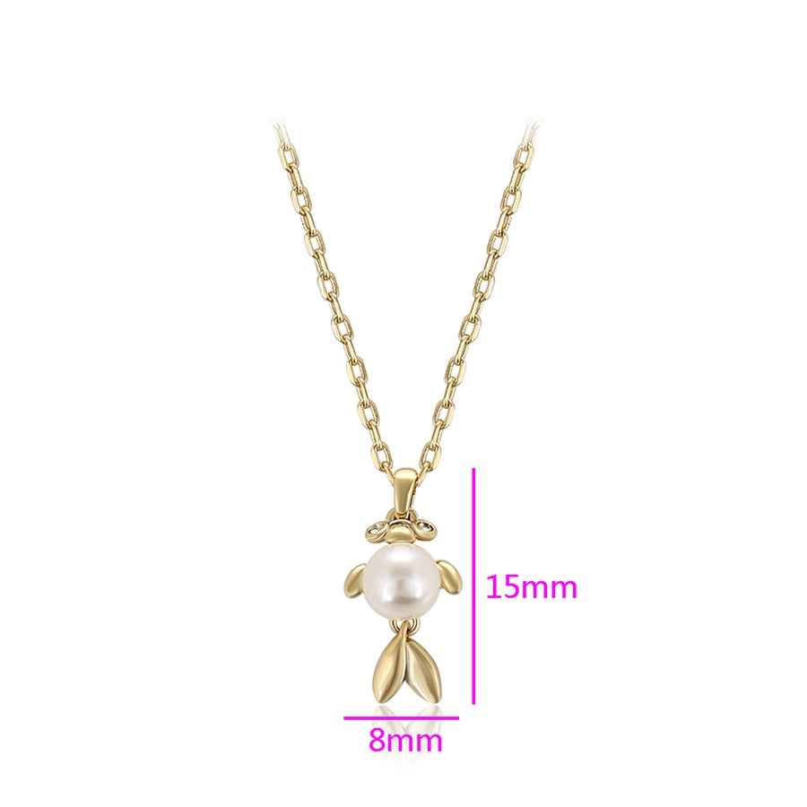 Shree fashion simple 14K gold color necklace （X000772382）