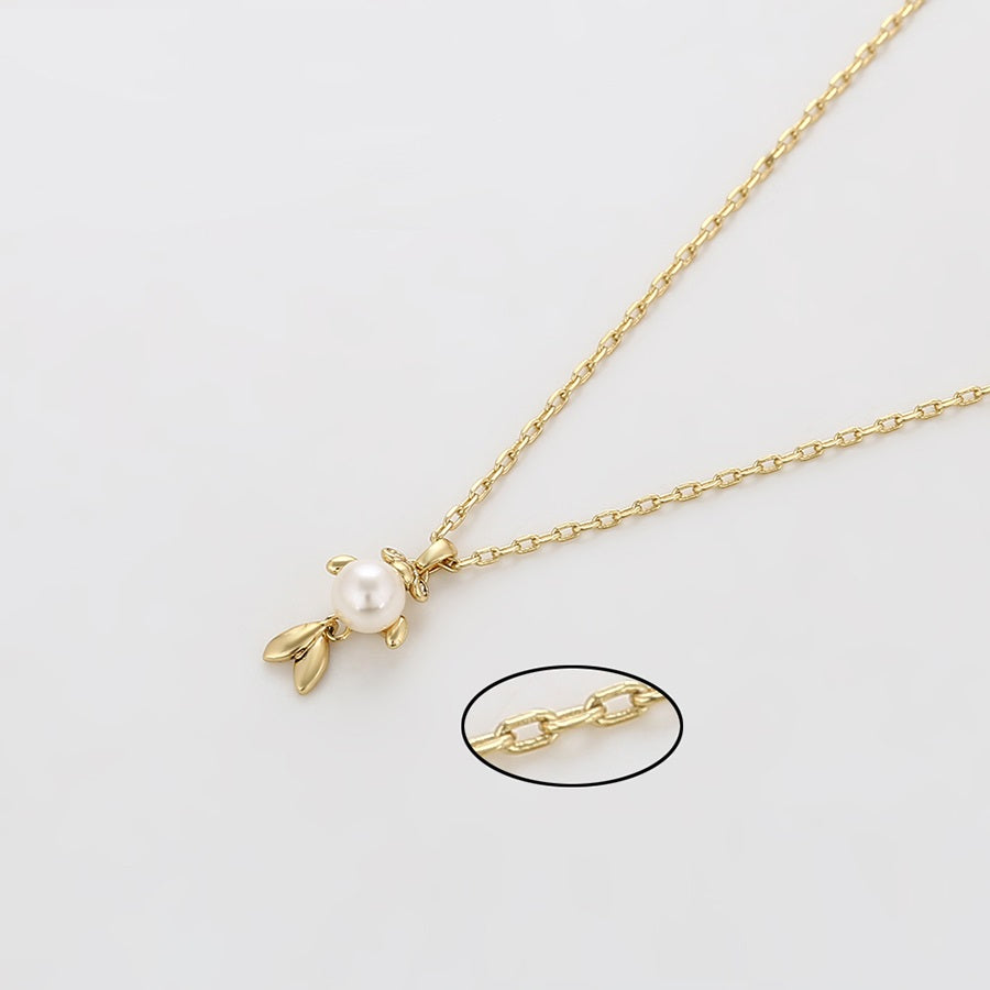 Shree fashion simple 14K gold color necklace （X000772382）