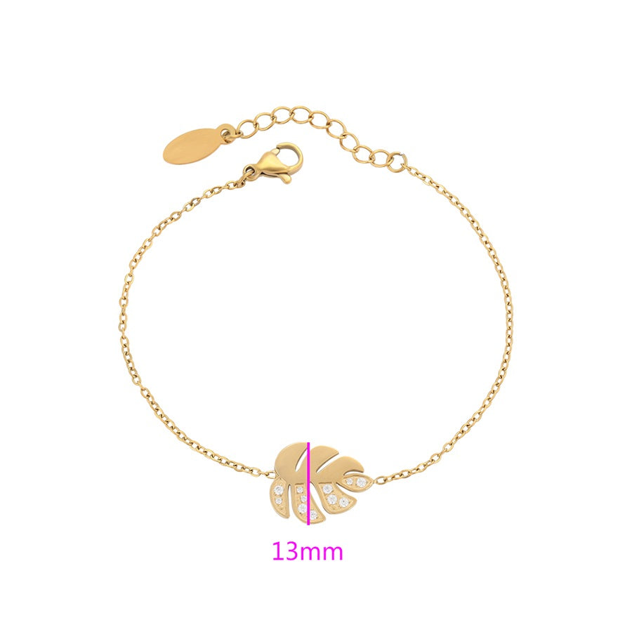 Shree  fashion simple Leaf 14K gold color bracelet