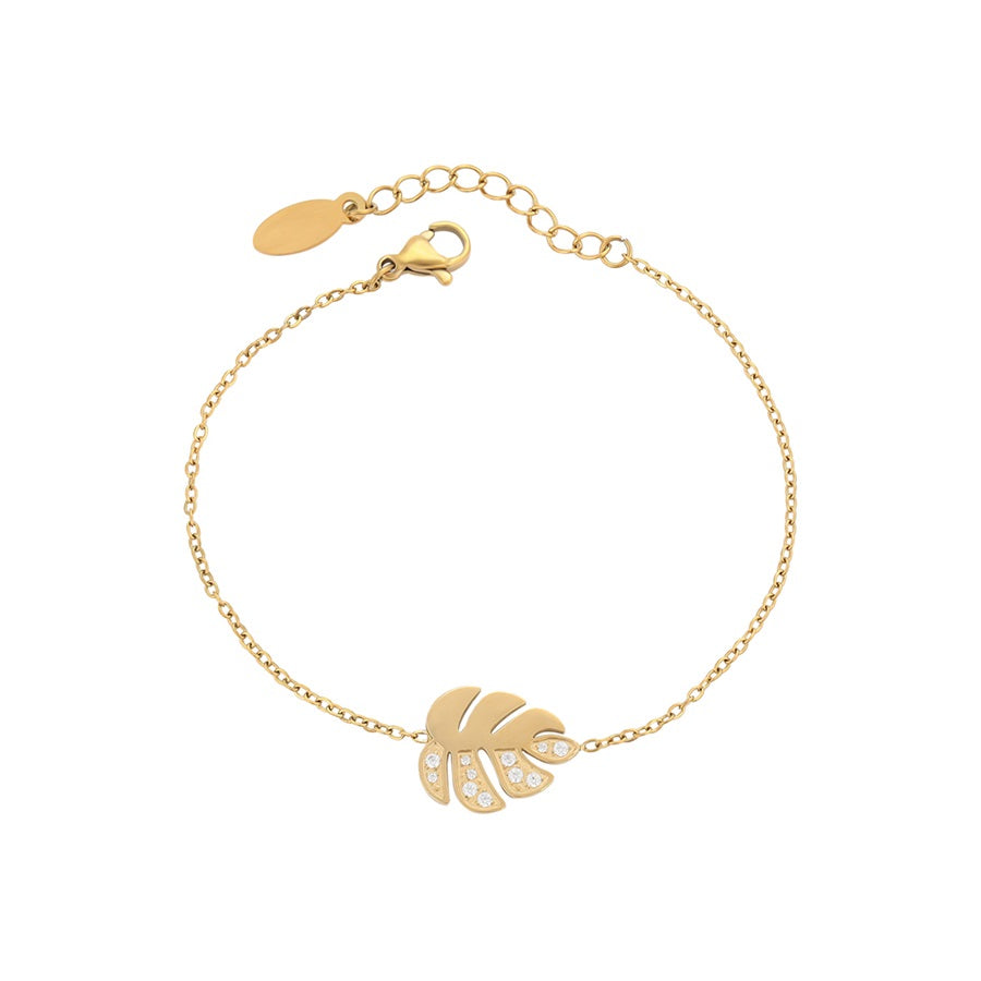 Shree  fashion simple Leaf 14K gold color bracelet